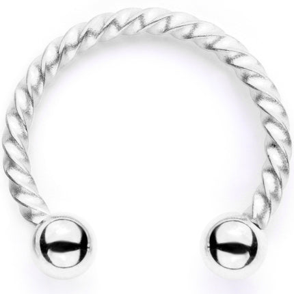 16G Blue Faux Opal Twisted Horseshoe Clip On Fake Septum Ring Set