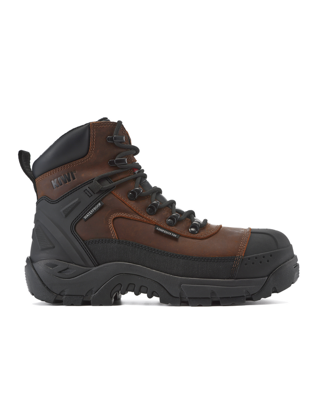 Kiwi ProGuard Brown Crazy Horse Leather Mid-Cut 6" Composite Toe Zipped Waterproof Tactical Boots [R69200]