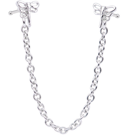 20G 1/4 Daring Dragonfly Chain Dangle Double Nose Bone