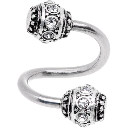 Clear CZ Gem Festival Season Spiral Twister Belly Ring