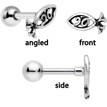 16G 1/4 Ocean Starfish Life Cartilage Tragus Earring Set of 3