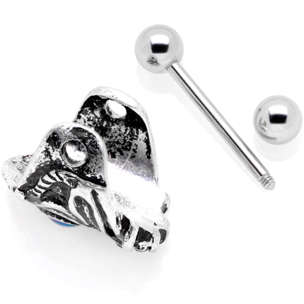 16G 1/2 Iridescent Blue Gem Tribal Cuff Cartilage Earring