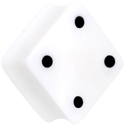 White Acrylic Square Shaped Lucky 7 Dice Saddle Plug Set 22mm to 32mm