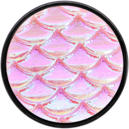 Black PVD Pink Mermaid Scale Barbell Tongue Ring