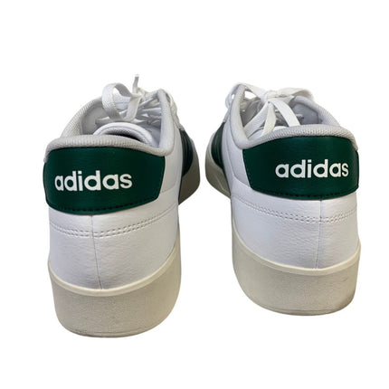 New In Box Adidas Men Size 10 White Faux Leather Green Stripe Breaknet 3.0 Shoes