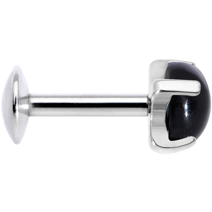 16G 1/4 Black Agate Internally Threaded Labret Monroe Tragus