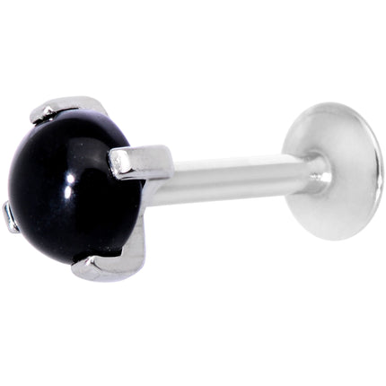 16G 5/16 Black Agate Internally Threaded Labret Monroe Tragus