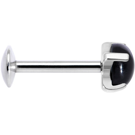 16G 5/16 Black Agate Internally Threaded Labret Monroe Tragus