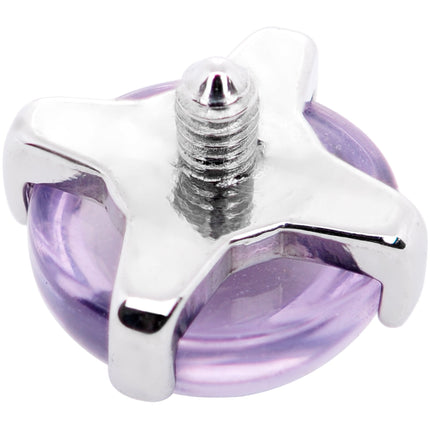 14G Natural Purple Amethyst Externally Threaded Dermal Anchor Top