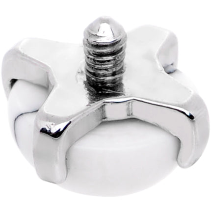 14G Natural White Howlite Externally Threaded Dermal Anchor Top