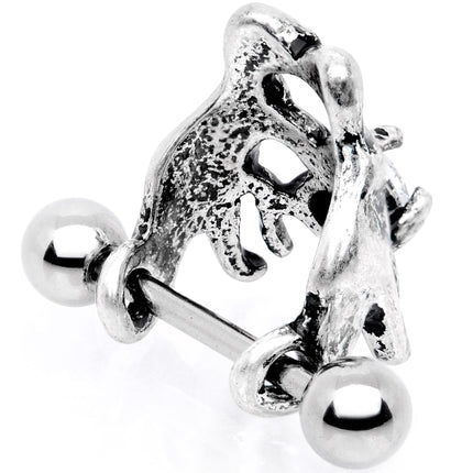 16G 3/8 Clear CZ Gem Prehistoric Dinosaur Heart Cartilage Cuff