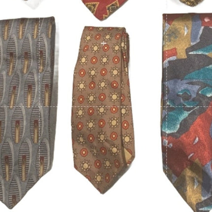 6 Gold Red Silver Polka Dot Floral Geometric Vintage & Newer Mens Neck Ties