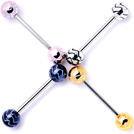 Late Night Party Zig Zag Barbell Tongue Ring Set of 4