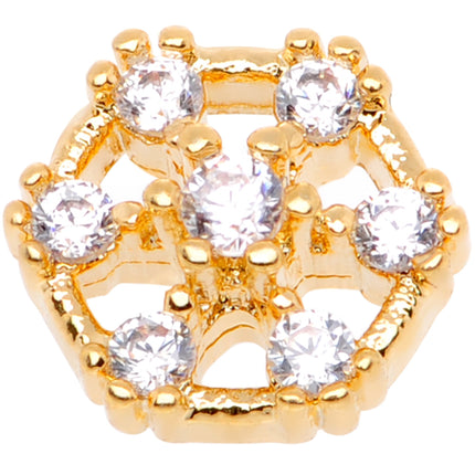 14G Clear Gem Gold Tone Externally Threaded Dermal Anchor Top