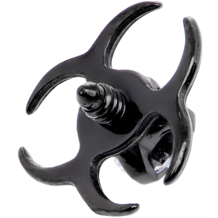 14G Clear Gem Black Biohazard Dermal Anchor Top