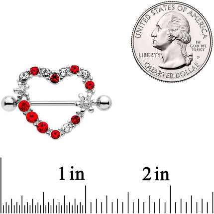 14G 7/8 Red Clear Gem Loves Garden Nipple Shield Set