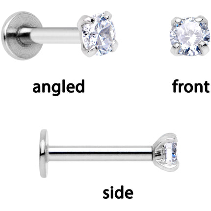 16G 1/4 Clear Gem Butterfly Cartilage Tragus Earring Set of 3