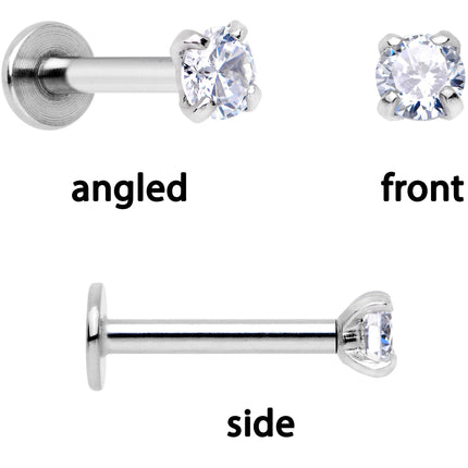 16G 1/4 Clear Gem Gold Tone Flower Cartilage Tragus Set of 3