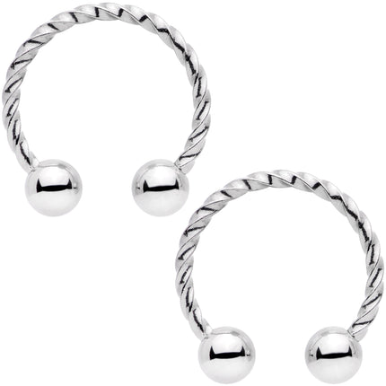 14G 1/2 9/16 Blue Seashell Twisted Horseshoe Nipple Jewelry Set