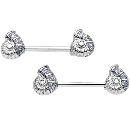 14G 1/2 9/16 Seashell Twisted Horseshoe Nipple Jewelry Set