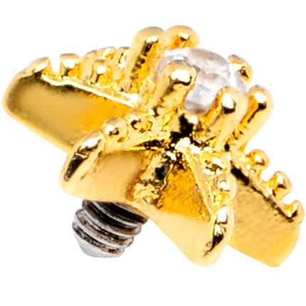 14G Clear CZ Gem Gold Tone Starfish Dermal Anchor Top