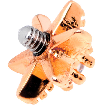 14G Clear CZ Gem Rose Gold Tone Starfish Dermal Anchor Top