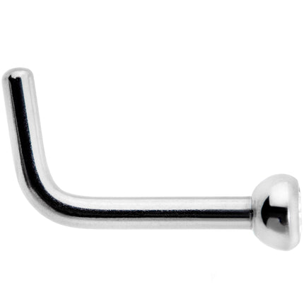 18G Grade 23 Titanium Press Fit CZ Micro Ball L Shaped Nose Ring