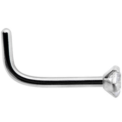 20G 1/4 Clear 2mm CZ Gem Grade 23 Titanium L Shaped Nose Ring
