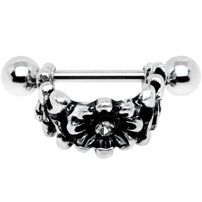 16G 3/8 Clear Gem Floral Wreath Cuff Cartilage Earring