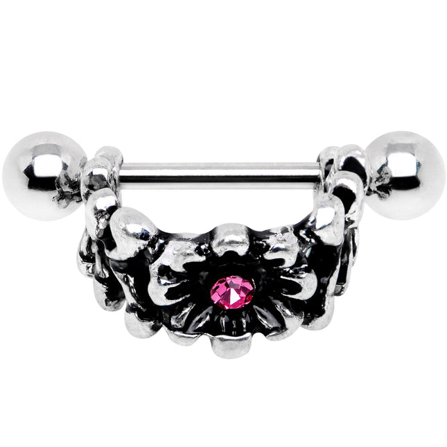 16G 3/8 Pink Gem Floral Wreath Cuff Cartilage Earring
