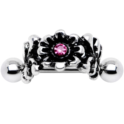 16G 3/8 Pink Gem Floral Wreath Cuff Cartilage Earring