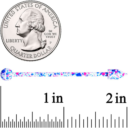 14G Pink White Blue Make A Point Industrial Barbell 38mm