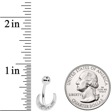 Clear CZ Gem Crescent Moon Belly Ring