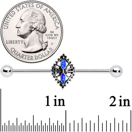 14G Glitter Blue Halloween Spider Queen Industrial Barbell 38mm