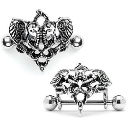 14G 9/16 Dueling Elephants Nipple Shield Set