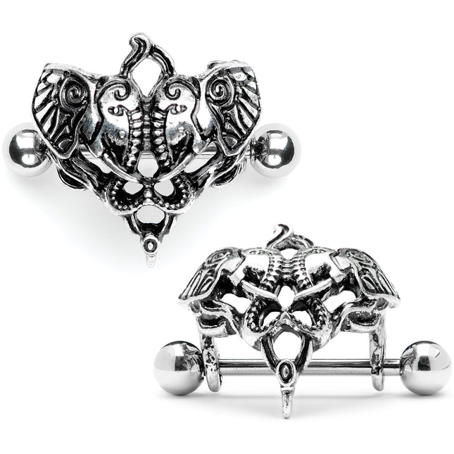 14G 9/16 Dueling Elephants Nipple Shield Set