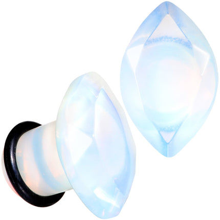 White Opalite Faceted Single Flare Plug Set 6mm to 25mm