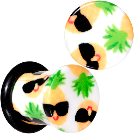 White Acrylic Hip Sunglasses Pineapple Single Flare Plug Set Sizes 3mm to 16mm