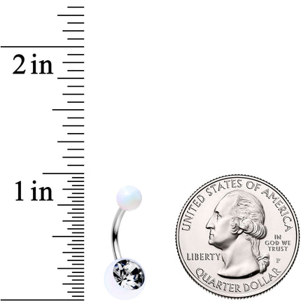 Clear Gem White Pearlescent Acrylic Celestial Rainbow Belly Ring