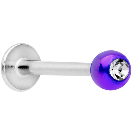 16G 3/8 Clear Gem Blue Pearlescent Labret Monroe Tragus