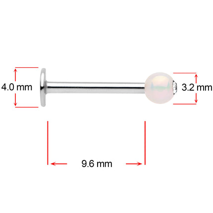 16G 3/8 Clear Gem White Pearlescent Labret Monroe Tragus