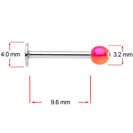 16G 3/8 Clear Gem Pink Pearlescent Labret Monroe Tragus