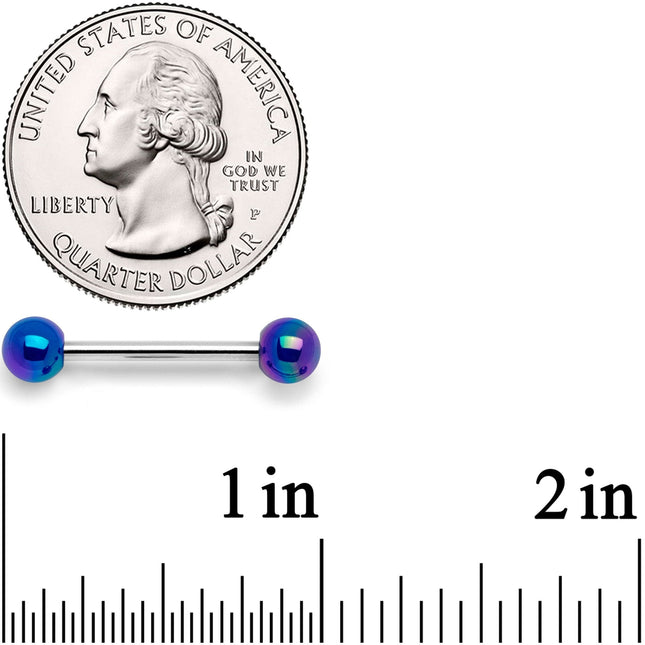 14G 9/16 Blue Pearlescent Acrylic Barbell Nipple Ring Set