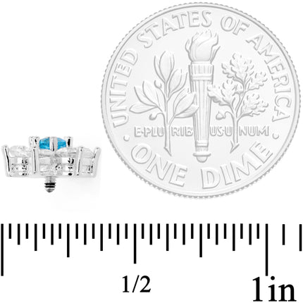 14G Clear Aqua Cubic Zirconia Gem Flower Dermal Anchor Top