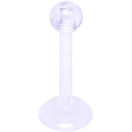16G 3/8 Clear Flexible Bioplast Labret Monroe Tragus Retainer