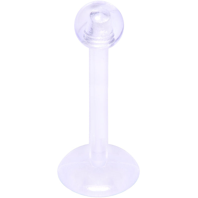 16G 3/8 Clear Flexible Bioplast Labret Monroe Tragus Retainer