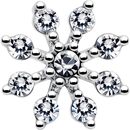 20G 1/4 Clear CZ Gem Flower L Shaped Nose Ring