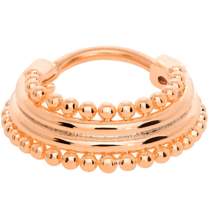 16G 3/8 Rose Gold Tone Delicate Dots Hinged Septum Ring