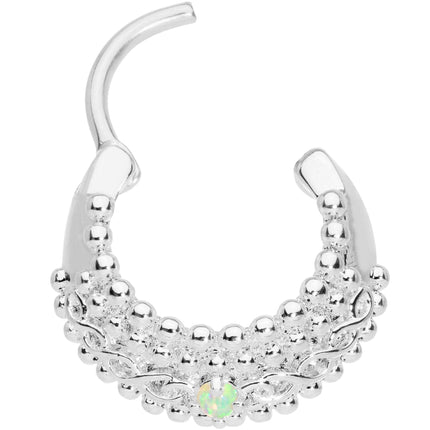 16G 3/8 Green Synthetic Opal Hinged Septum Ring