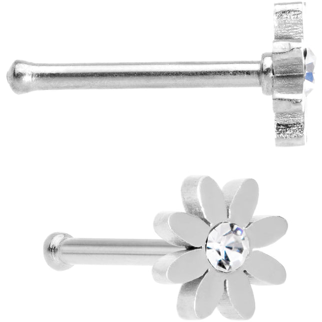 20G 1/4 Clear Gem Multicolor Flower Nose Bone Set of 4